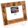 Horizontal design 5x7 Vintage brown christmas decoration Engraved Natural Wood Merry Christmas Picture Frame for christmas gift